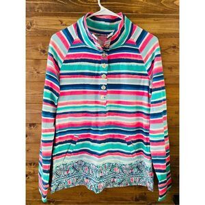 LILLY PULITZER Captain Popover Sandy Shell Stripe Button Front Pullover Size S